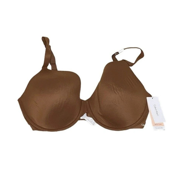 NWT Calvin Klein‎ Perfectly 38DD Fit T-Shirt Microfiber Padded Bra Brown F3837